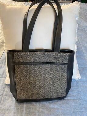 Vintage 1999 Coach Bleecker Herringbone Tweed Small Bucket Tote J9D-1627